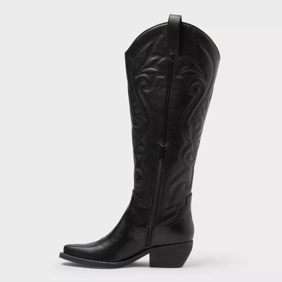 Women's Kenzi Western Boots with Memory Foam Insole - Wild Fable Jet Black 5 - Picture 1 of 8